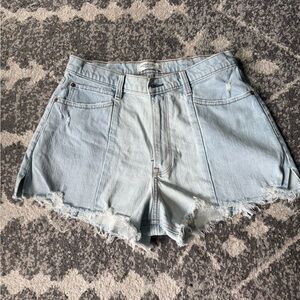 Abercrombie & Fitch Blue Jean Shorts High-Waisted Frayed Hem